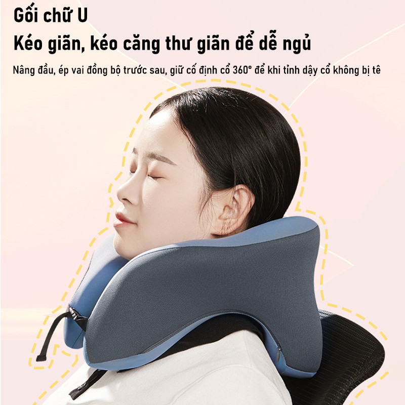 Gối Chữ U Memory Foam – Bảo Vệ Cổ, Dùng Văn Phòng & Du Lịch, Có Thể Gập Gọn