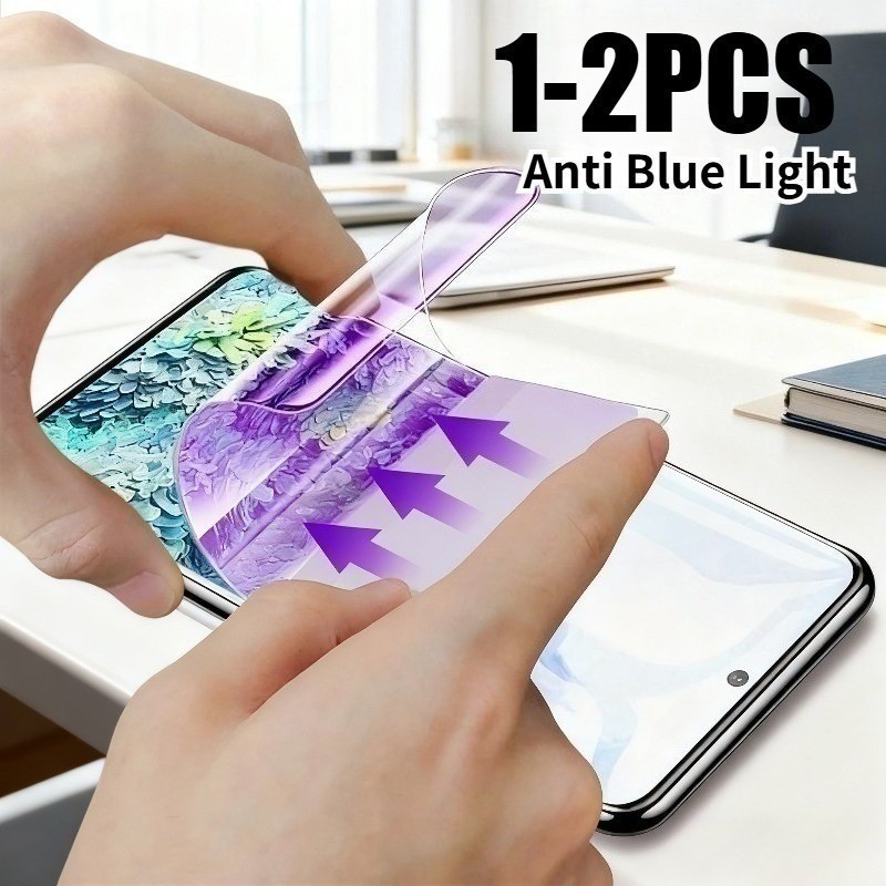 1-2 Chiếc Full Cover Chống Ánh Sáng Xanh Mềm Hydrogel Cho Samsung Galaxy S20 S20 + S21 S21 + S22 S22 + Ultra FE 4G 5G Spy Privacy Và HD Bảo Vệ Màn Hình Matte Film