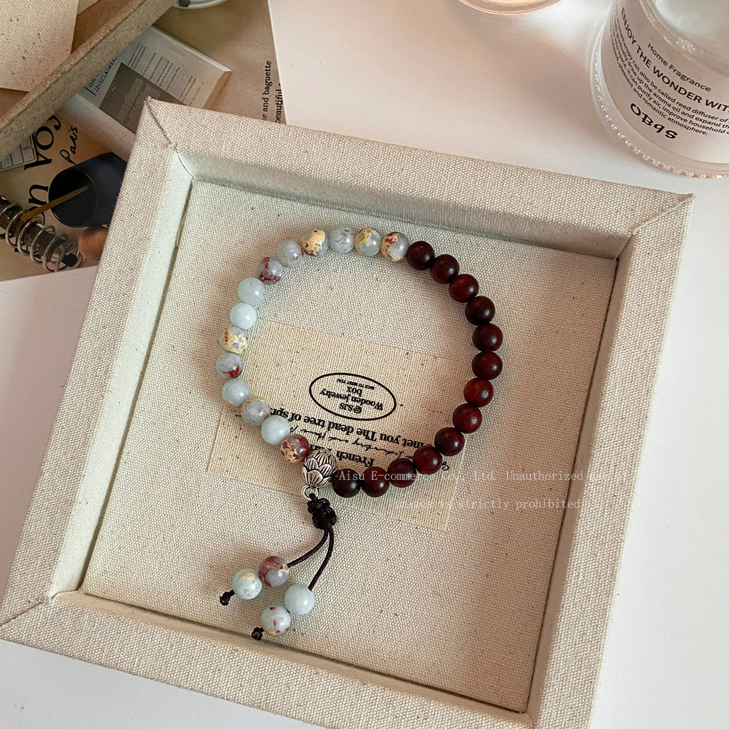 Vòng tay cặp đôi gỗ đàn hương đỏ Wenwan - Phong cách dân tộc tinh tế, quà tặng lý tưởng