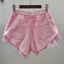 Niche Thời Trang Eo Cao Quần Ống Rộng Phong Cách Mỹ ins High Street Giả Hai Mảnh Màu Hồng Thiết Kế Quần Short Denim Nữ