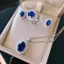 Nhẫn Sapphire & Tanzanite, Bộ Trang Sức Ba Mảnh Sang Trọng với Ánh Sáng Rạng Rời