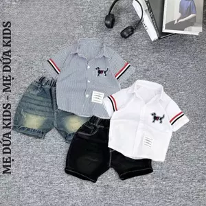 Bộ sơ mi THM Ngắn Tay Cotton Mềm Mại Cho Bé Chất Vải Thoáng Mát Dễ Hoạt Động Cho Bé Đủ Size