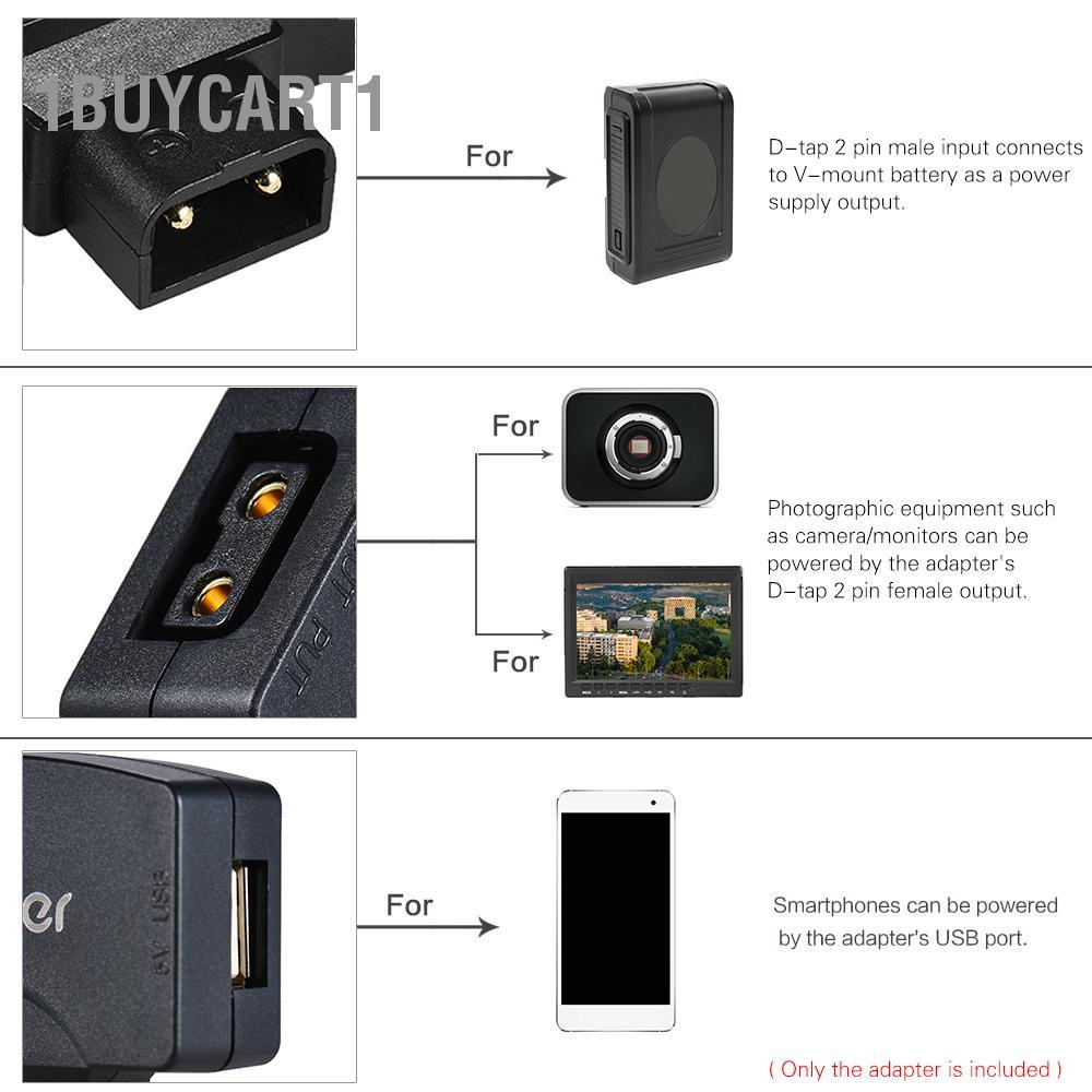 1buycart1 Đầu nối USB Andoer D-Tap sang 5V dành cho pin máy ảnh máy quay V-Mount