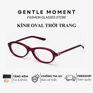 Mắt kính gọng oval bầu dục GENTLE MOMENT thời trang nam nữ Hàn Quốc chống ánh sáng xanh chống tia UV GMK268