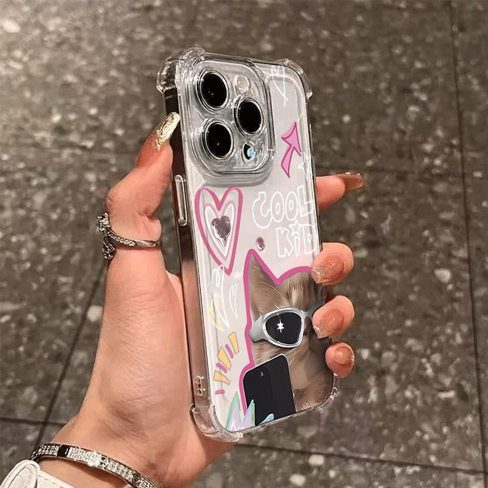 Mèo kính mát mát mẻ cho trường hợp iPhone 17Air iPhone 16/15/14 Quad chống ngã
