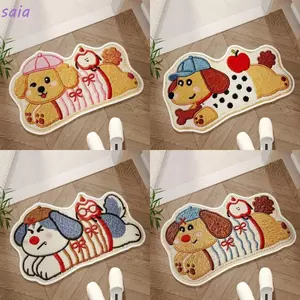 Thảm chùi chân SAIA Puppy, Thảm phòng tắm chống bẩn nhiều kích cỡ, Thảm lót cửa phòng ngủ chấm bi dễ thương chống trượt cho chó