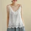 YRBWD Thêu Camisole, Vải Lanh Cotton Thiết Kế Cổ Chữ V Dây Đeo Spaghetti, Đa Năng Rỗng Móc Hoa Retro Bohemian Hoa Thêu Áo Cho Nữ