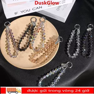 Móc khóa hạt pha lê DUSKGLOW, Mặt dây chuyền hạt pha lê đầy màu sắc lấp lánh, Dây buộc điện thoại trong suốt thời trang dành cho nữ Cô gái