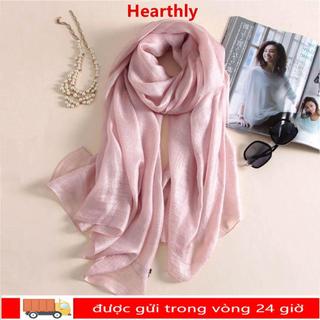 Khăn Choàng Chống Nắng Nữ Hearthly, Vải Lanh Foulard Plus Size, 180x85cm, Màu Tinh Khiết