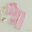 6M-4Y Bé Gái 2 Bộ Sọc Không Tay Ruffle Viền Xe Tăng Áo + Quần Trang Phục Mùa Hè