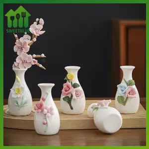 SWEET Handmade Bình Hoa Gốm Thủy Canh Hoa Mini Lắp Chai Hương Thơm Trang Trí Nhà Cửa Vintage Bình n