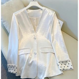 Bộ váy dây chấm bi, phong cách mùa xuân mới, áo khoác cao cấp thanh lịch kiểu Pháp cho Nữ