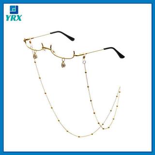 Kính half-frame vintage kim loại cho bé gái, sang trọng với dây xích - Phù hợp cosplay và tiệc tùng.