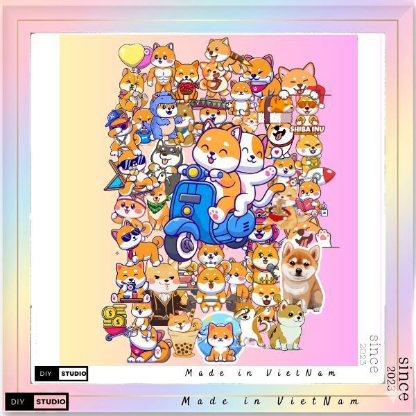 100 Sticker Shiba chó chống nước sticker dán laptop, điện thoại, đàn guitar, mũ bảo hiểm, vali