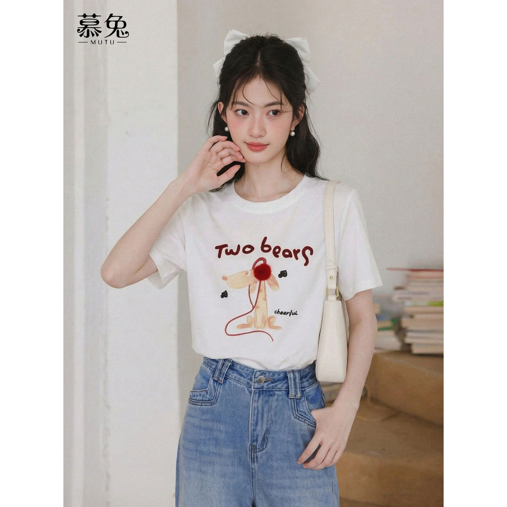 Mutu Áo Thun Nữ Mùa Xuân 2026 with Thiết Kế Phim Hoạt Hình Hàn Quốc Mới Lạ, phù hợp thời trang hàng ngày