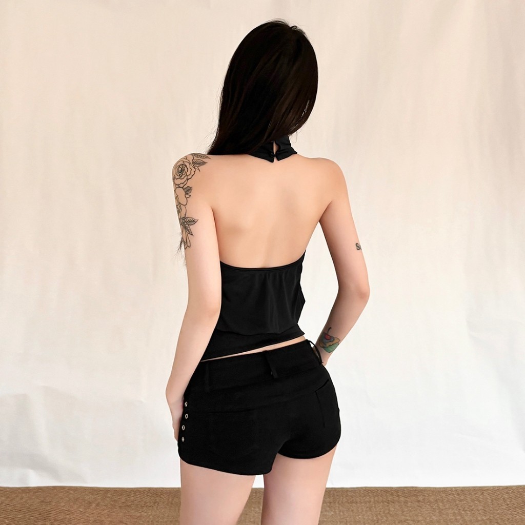 Cutên New Áo Vest nữ thiết kế dây lưng eo rỗng, phong cách vintage Mỹ mùa hè