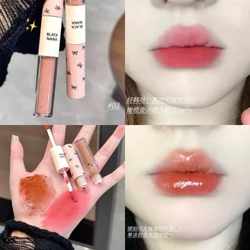 ĐEN NANA Hồng NANA Đôi Đầu Son Bóng Nước Gương Màu Xám Hồng Môi Đất Sét Trơn Mờ Son Môi