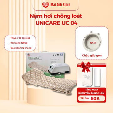 Nệm hơi chống loét, đệm nước cho người già UNICARE UC 04 Medally - Tặng chậu gấp gọn HNC - Bảo hành 1 năm