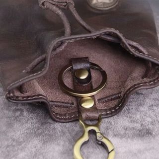 Ví đựng chìa khóa dây rút YONDR, Ví thay đổi túi cổ điển cổ điển, Móc khóa Mini PU nhỏ gọn Vòng chìa khóa Ví đựng tiền xu cho nam giới