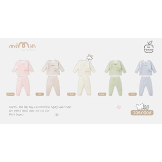 La pomme AW2025 Bộ dài tay La Pomme ngày vui nhộn T12.3 cho bé