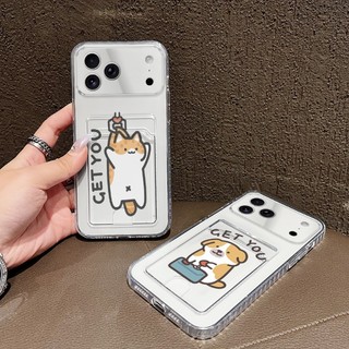 Ốp Khe Cắm Thẻ Trong Suốt Cho Redmi Note 14 13 12 11 Pro + 5G Note 7 8 Pro Ốp Điện Thoại Vỏ Bảo Vệ Mèo Và Chó Màu Vàng Dễ Thương Cho Redmi Note 9s 10s 11s 9 10 Pro Max