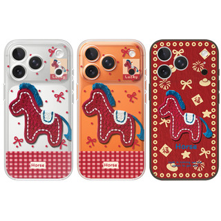 Ốp điện thoại dệt kim hình ngựa hoạt hình cho iPhone 17Air / 16 / 15PLUS / 14 / 13pro Max / 12 / 11 / X / XS / 7 / 8, cá tính sáng tạo. Vỏ trong suốt, chống thấm nước, chống sốc, vỏ bảo vệ