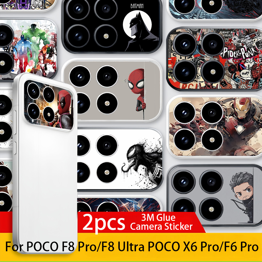 [2 Cái] Marvel Super Heroes In Micro Frosted Soft Camera Giấy Phim Cho POCO F8 Pro F8 Ultra X6 PRO / F6 Pro Spider Man Iron Man Trang Trí Ống Kính Chống Trầy Xước Bảo Vệ Camera