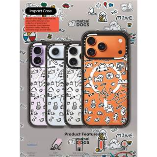 CASECASE X matsui Dog World Case Black Edge Clear Hard Từ Hút Tác Động Dành Cho Apple IPhone 12 13 14 15 16 17 Pro Max Air Plus Có Hộp