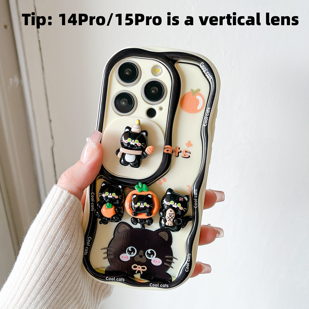 Ốp điện thoại cửa sổ trượt dây buộc mèo màu cam 3D cho iPhone 17 Pro Max 16 Plus 15 14 13 12 11 Vỏ bảo vệ chống sốc