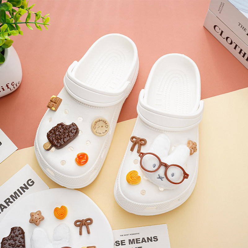 Phụ kiện Miffy thỏ ba chiều cho Crocs, khóa hoa dễ thương tháo rời, phụ kiện trang trí