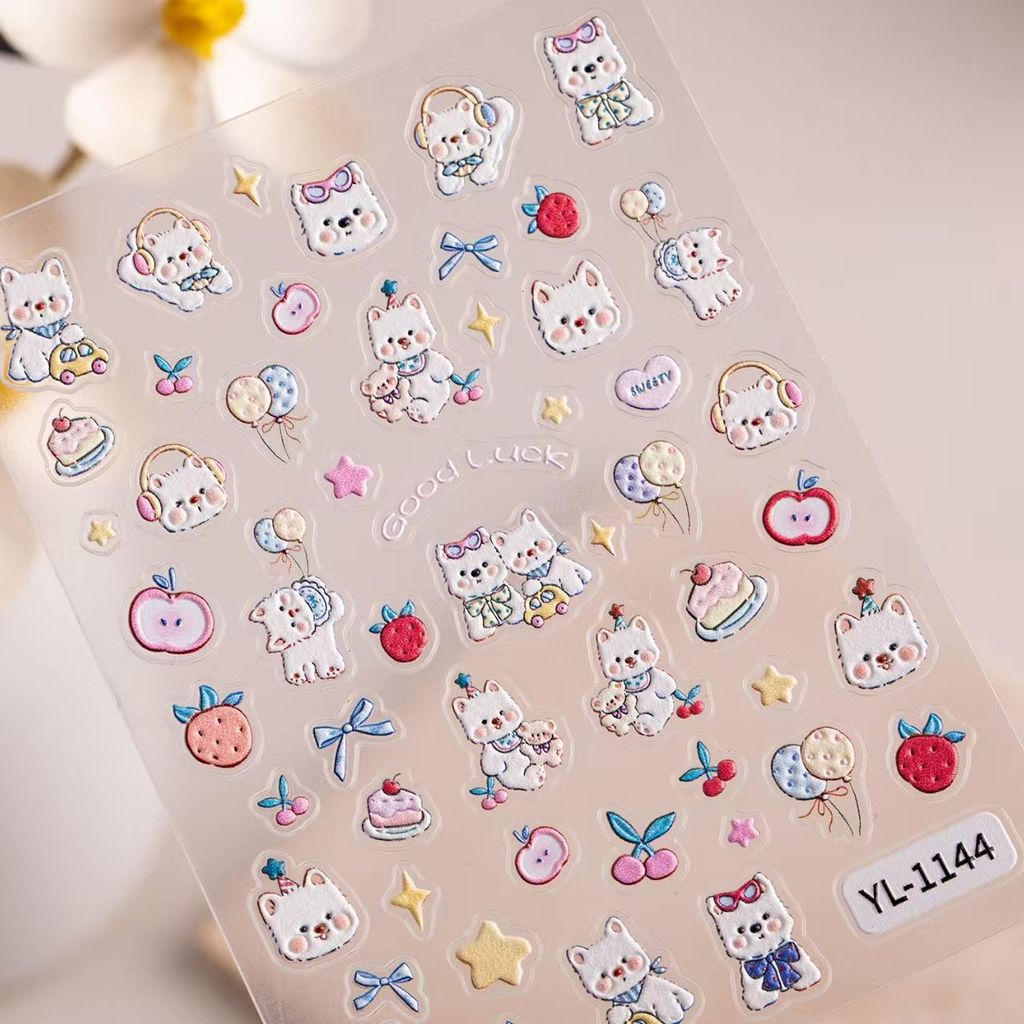 Gấu Nhỏ Màu Ba Chiều Làm Móng Tay Miếng Dán Dễ Thương Bướm Anh Đào Ngôi Sao Tự Làm Điện Thoại Di Động Cốc Nước Miếng Dán Móng Tay 2025.12.29
