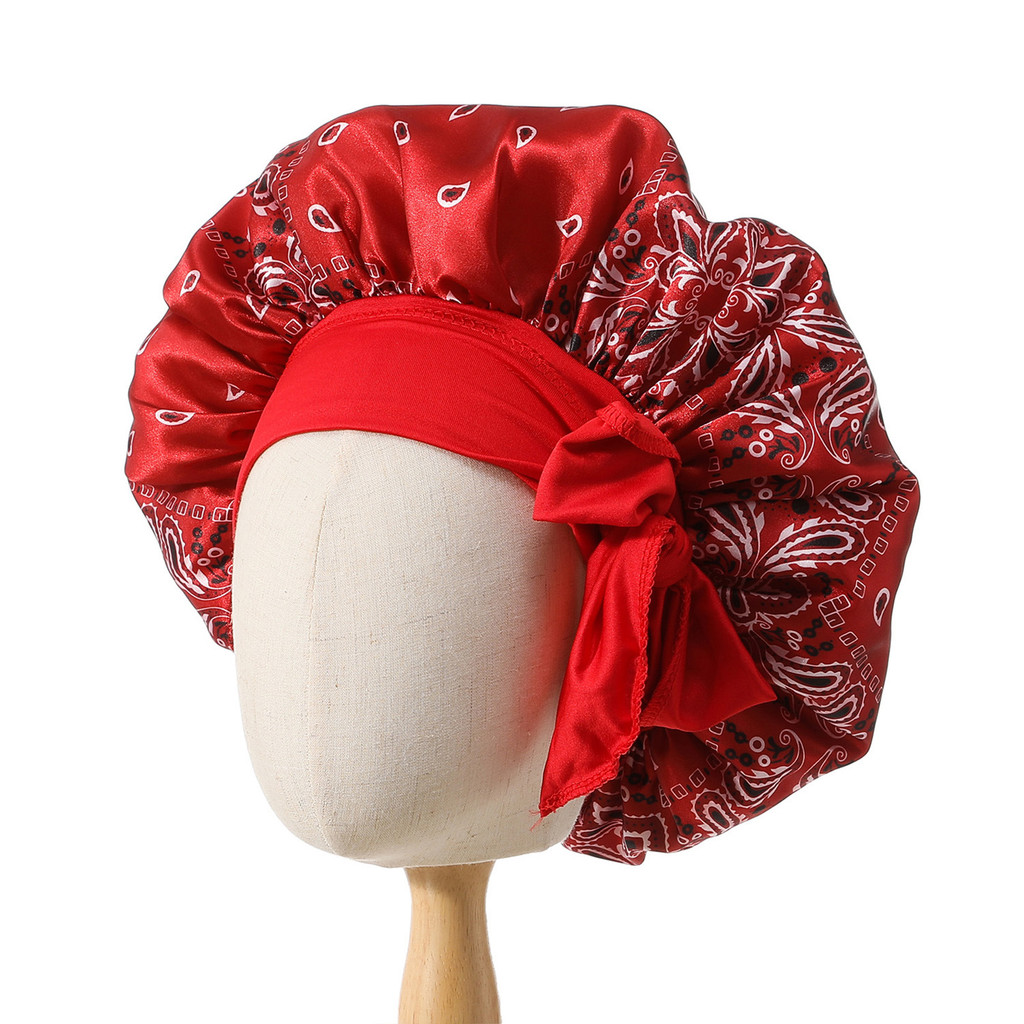 Bonnet lụa satin jumbo cho nữ, phù hợp để ngủ và bảo vệ tóc xoăn hoặc bím