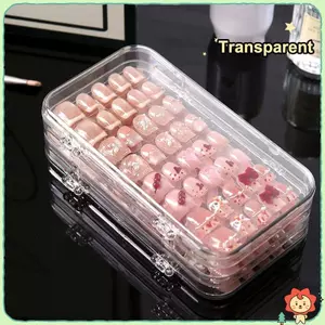 Hộp đựng móng tay ép ba lần Hộp đựng móng tay bằng nhựa trong suốt Hộp đựng móng tay Press-On để trưng bày móng tay giả