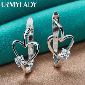 URMYLADY - Bông tai nữ bạc 925 với đá zircon hình trái tim tình yêu, thời trang quyến rũ