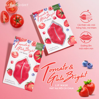 Combo 2 Mặt Nạ Môi Baby Bright Tomato & Gluta Bright Lip Mask Dưỡng Ẩm, Làm Hồng Môi Tự Nhiên 10g
