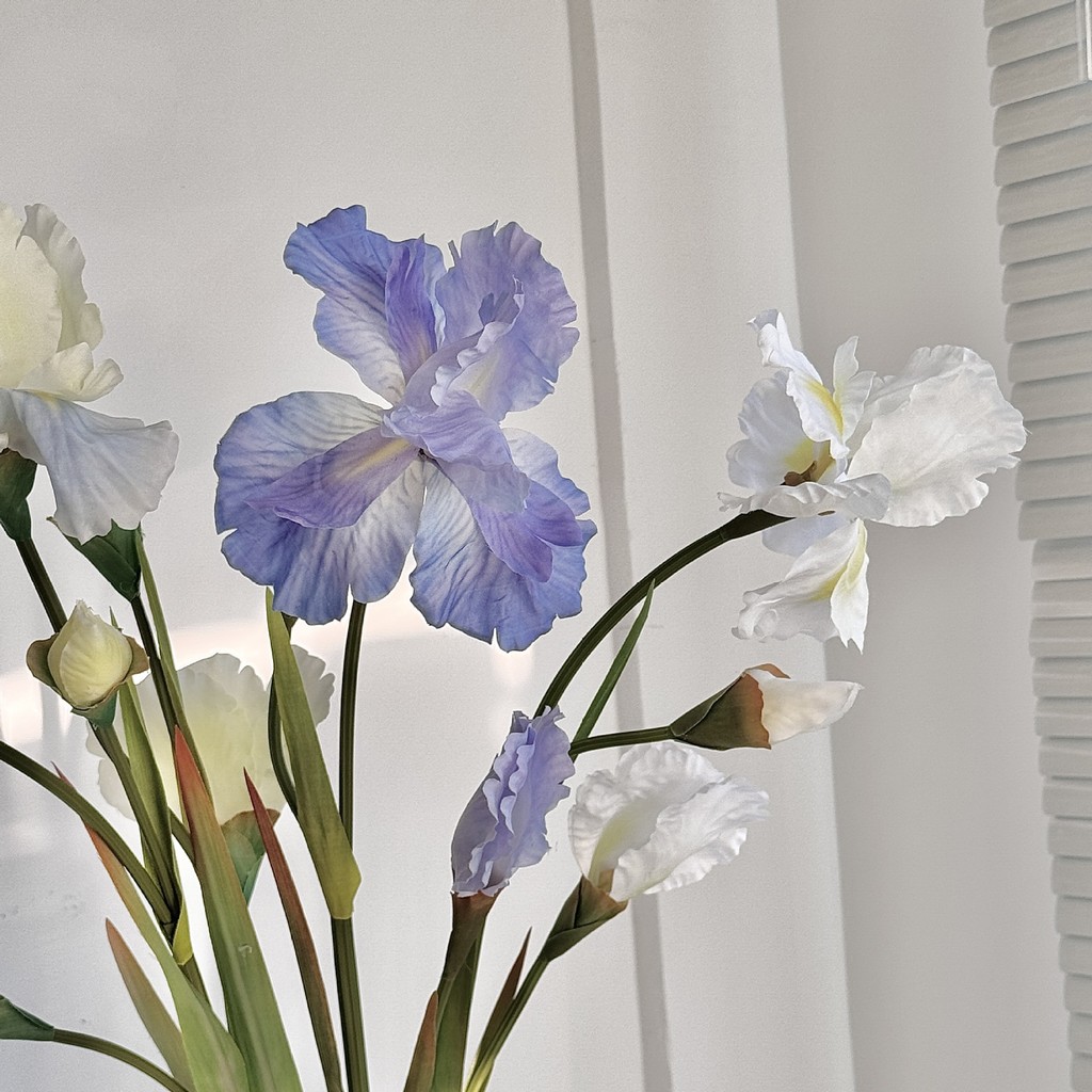 hoa giả trang trí nhà cửa hoa diên vĩ màu dầu nghệ thuật decor phòng khách sang trọng hoa lụa cao cấp đạo cụ chụp ảnh cao 80cm