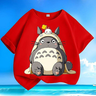 Áo thun cổ tròn mỏng, in hình hoạt hình Totoro dễ thương, kiểu dáng thoải mái, thoáng khí, dành cho bé gái.