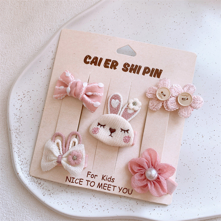 Bộ Kẹp Tóc Hoa Nơ Màu Hồng Ngọt Ngào Cho Bé Gái