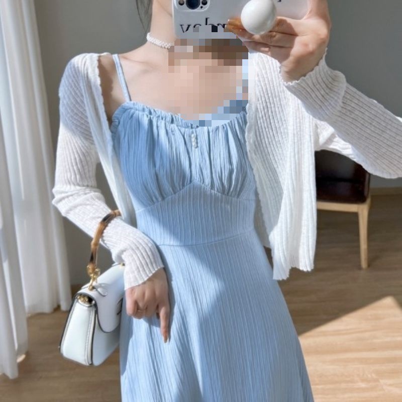 Đầm Maxi 2 Dây Dáng Xòe - Váy Tiểu Thư Cúp Ngực Nhún Bèo, tôn dáng,thời trang mùa xuân/hè