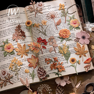 JIANWU Thực Vật Vải Sách Series Hoa Vintage Phong Cảnh Chất Liệu Cắt Dán Thêu Sò Nhãn Dán Sáng Tạo DIY Tạp Chí Văn Phòng Phẩm