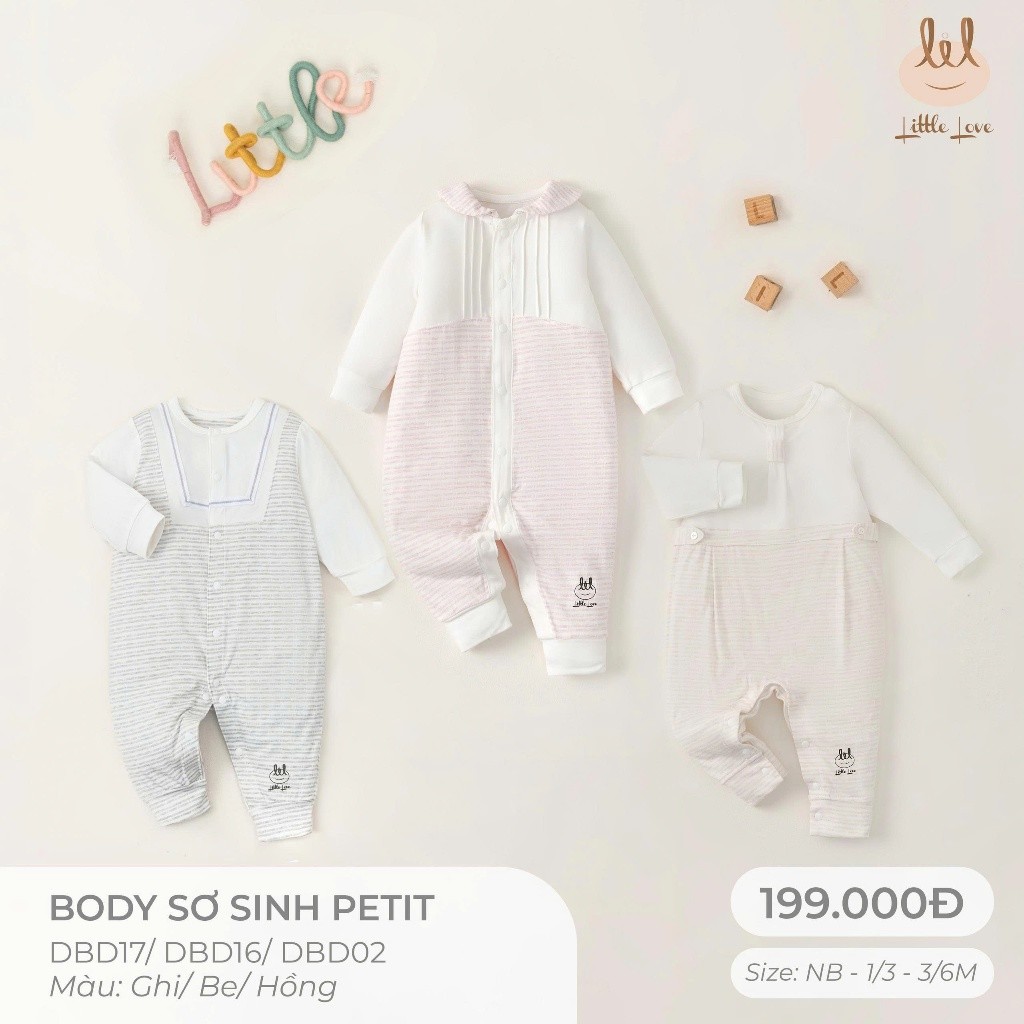 BỘ BODY SƠ SINH SỢI TRE DÀNH CHO BÉ [ SIÊU MỀM, MÁT, MỊN CO DÃN VÀ THẤM HÚT TỐT] SZ 0/1M - 6/9M (DBD17,DBD16,DBD02)
