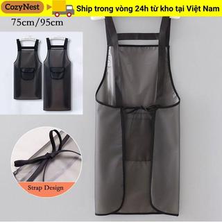 Tạp dề nhà bếp COZYNEST, Tạp dề làm việc chống thấm nước PVC, Tạp dề làm sạch chống bụi bẩn màu đen trong suốt