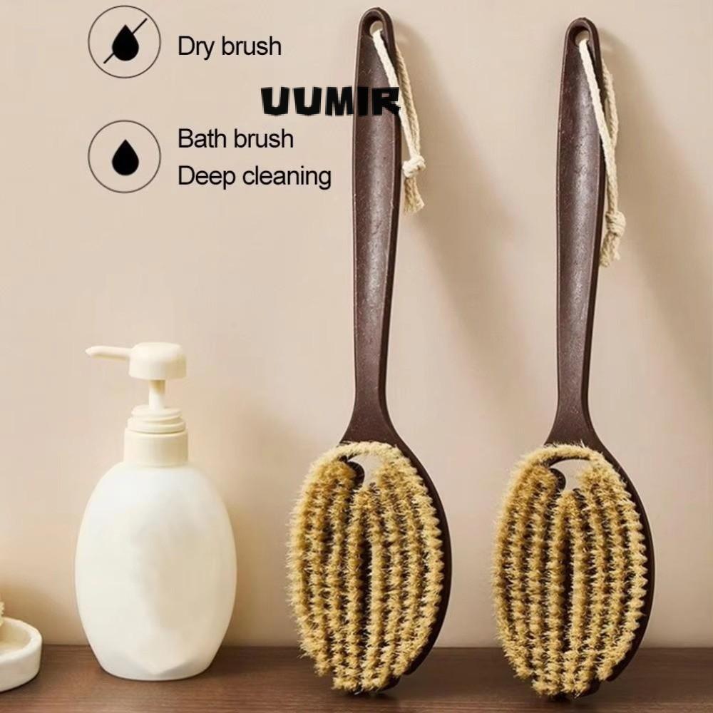 UUMIR Bàn Chải Khô, Tay Cầm Dài Bàn Chải Cứng Bàn Chải Chà Lưng, Lông Tự Nhiên Mềm Lông Dụng Cụ Tắm Tẩy Tế Bào Chết Toàn Thân