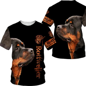 Áo Thun 3D Rottweiler Pit Bull Ngộ Nghĩnh Dành Cho Nữ Và Trẻ Em, Phù Hợp Tập Gym Thể Thao