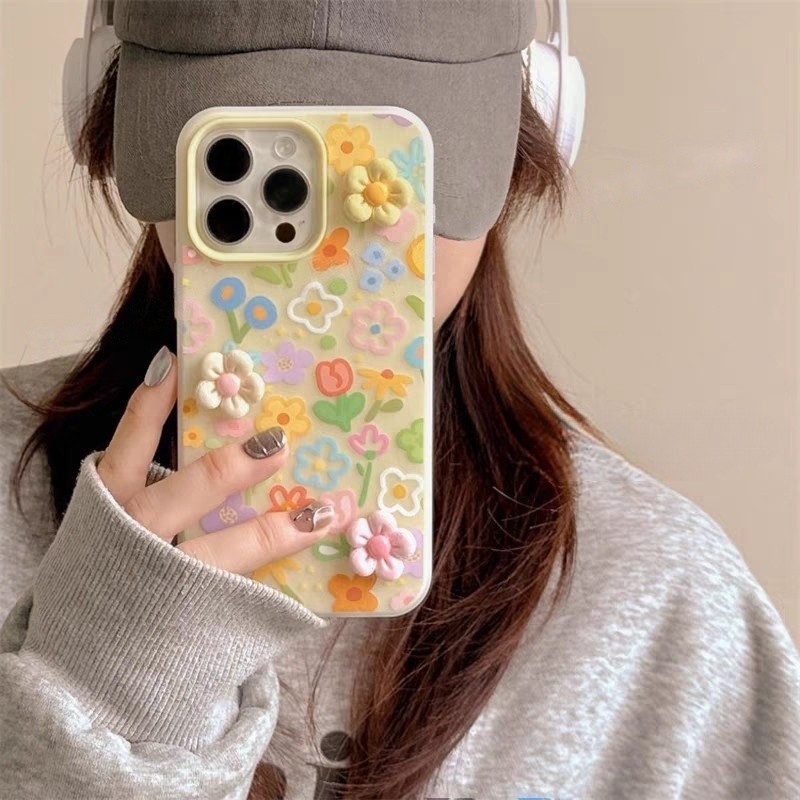 Ốp lưng Iphone hoa màu vàng cho iPhone 16 15 14 13 12 11 pro max plus 7 xr xs plus