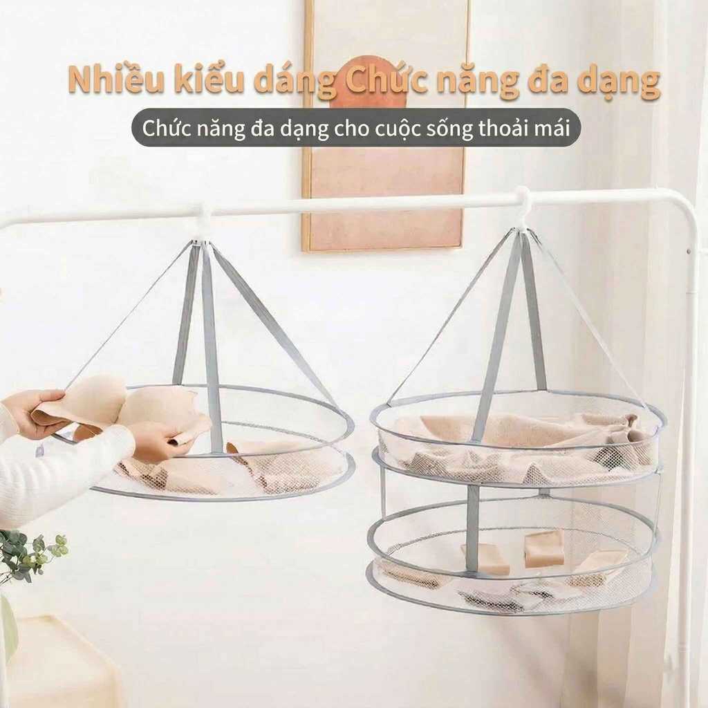 Lưới phơi quần áo gấp gọn đa năng, giá phơi đồ áo lót thoáng khí chống nhăn giữ dáng tiện lợi