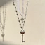 Đeo đẹp phong cách Punk Gothic với Mặt dây chuyền chìa khóa chữ thập và trái tim, Vòng cổ Choker hai lớp ren trắng Y2K, quà tặng thời trang