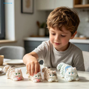 Huobianj Đồ chơi bóp mèo thực tế Tpr mềm Giảm căng thẳng Fidget Tiện ích giải nén hình con mèo con dễ thương dành cho trẻ em Người lớn Đồ chơi giác quan chống lo âu hoàn hảo để thư giãn và tập trung