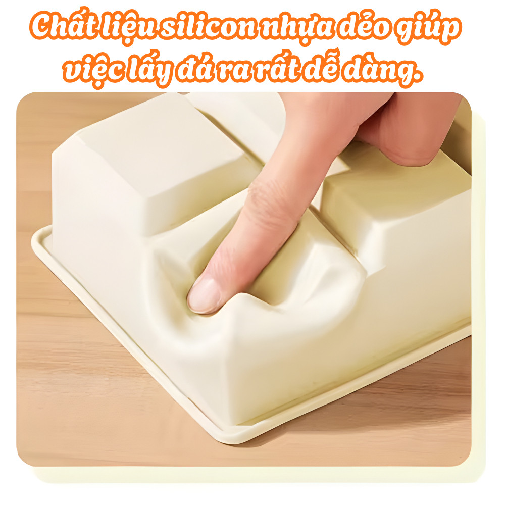 ( SẴN ) Khay Làm Đá Silicon Có Nắp Chống Mùi Tủ Lạnh DinoHome, Khay Làm Đá Thông Minh 4-6-8 Viên