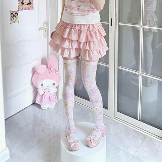 [oklife Tất Nữ] Vớ In Hình Dâu Tây Phong Cách Mỏng Nữ Gothic Anime Dễ Thương Ống Dài Ống Cao Over-the-Knee Tất Trắng Ống Dài